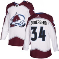 Adidas Colorado Avalanche #34 Carl Soderberg White Road Authentic Stitched NHL Jersey