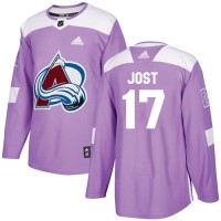 Adidas Colorado Avalanche #17 Tyson Jost Purple Authentic Fights Cancer Stitched NHL Jersey