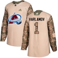 Adidas Colorado Avalanche #1 Semyon Varlamov Camo Authentic 2017 Veterans Day Stitched NHL Jersey