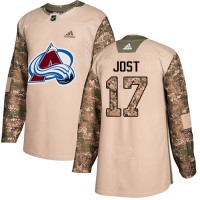 Adidas Colorado Avalanche #17 Tyson Jost Camo Authentic 2017 Veterans Day Stitched NHL Jersey