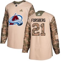 Adidas Colorado Avalanche #21 Peter Forsberg Camo Authentic 2017 Veterans Day Stitched NHL Jersey