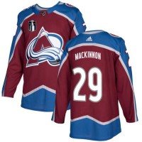 Adidas Colorado Avalanche #29 Nathan MacKinnon Burgundy 2022 Stanley Cup Final Patch Home Authentic Stitched NHL Jersey