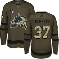 Adidas Colorado Avalanche #37 J.T. Compher Green 2022 Stanley Cup Final Patch Salute to Service Stitched NHL Jersey