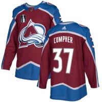 Adidas Colorado Avalanche #37 J.T. Compher Burgundy 2022 Stanley Cup Final Patch Home Authentic Stitched NHL Jersey