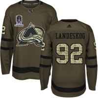 Adidas Colorado Avalanche #92 Gabriel Landeskog Green 2022 Stanley Cup Champions Salute To Service Stitched NHL Jersey
