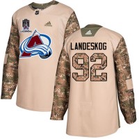 Adidas Colorado Avalanche #92 Gabriel Landeskog Camo Authentic 2022 Stanley Cup Champions Veterans Day Stitched NHL Jersey