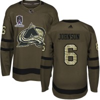 Adidas Colorado Avalanche #6 Erik Johnson Green 2022 Stanley Cup Champions Salute To Service Stitched NHL Jersey