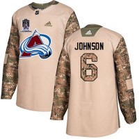 Adidas Colorado Avalanche #6 Erik Johnson Camo Authentic 2022 Stanley Cup Champions Veterans Day Stitched NHL Jersey