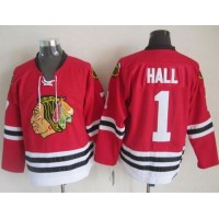 Chicago Blackhawks #1 Glenn Hall Stitched Red CCM Throwback NHL Jersey