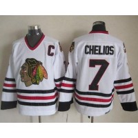 Chicago Blackhawks #7 Chris Chelios White CCM Throwback Stitched NHL Jersey