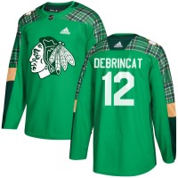 Adidas Chicago Blackhawks #12 Alex DeBrincat adidas Green St. Patrick's Day Authentic Practice Stitched NHL Jersey