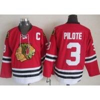 Chicago Blackhawks #3 Pierre Pilote Red CCM Throwback Stitched NHL Jersey