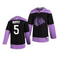 Chicago Chicago Blackhawks #5 Connor Murphy Adidas Men's Hockey Fights Cancer Practice NHL Jersey Black