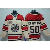 Chicago Blackhawks #50 Corey Crawford Cream Sawyer Hooded Sweatshirt Stitched NHL Jersey