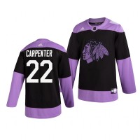 Chicago Chicago Blackhawks #22 Ryan Carpenter Adidas Men's Hockey Fights Cancer Practice NHL Jersey Black