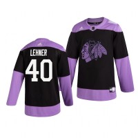 Chicago Chicago Blackhawks #40 Robin Lehner Adidas Men's Hockey Fights Cancer Practice NHL Jersey Black