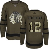 Adidas Chicago Blackhawks #12 Alex DeBrincat Green Salute to Service Stitched NHL Jersey