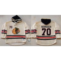 Chicago Blackhawks #70 Dennis Rasmussen Cream Heavyweight Pullover Hoodie Stitched NHL Jersey