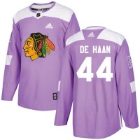 Adidas Chicago Blackhawks #44 Calvin De Haan Purple Authentic Fights Cancer Stitched NHL Jersey