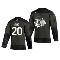 Chicago Chicago Blackhawks #20 Brandon Saad Adidas 2019 Veterans Day Men's Authentic Practice NHL Jersey Camo