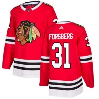 Adidas Chicago Blackhawks #31 Anton Forsberg Red Home Authentic Stitched NHL Jersey