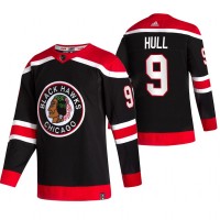 Chicago Chicago Blackhawks #9 Bobby Hull Black Men's Adidas 2020-21 Reverse Retro Alternate NHL Jersey