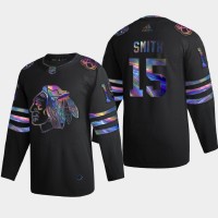 Chicago Chicago Blackhawks #15 Zack Smith Men's Nike Iridescent Holographic Collection NHL Jersey - Black