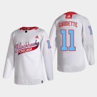 Chicago Chicago Blackhawks #11 Adam Gaudette Men's White One Community Night NHL Jersey