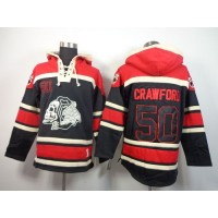 Chicago Blackhawks #50 Corey Crawford Black Sawyer Hooded Sweatshirt Stitched NHL Jersey