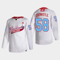 Chicago Chicago Blackhawks #58 Mackenzie Entwistle Men's White One Community Night NHL Jersey