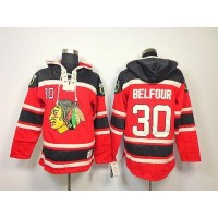 Chicago Blackhawks #30 ED Belfour Red Sawyer Hooded Sweatshirt Stitched NHL Jersey
