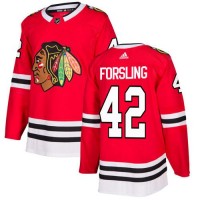 Adidas Chicago Blackhawks #42 Gustav Forsling Red Home Authentic Stitched NHL Jersey
