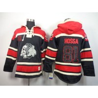 Chicago Blackhawks #81 Marian Hossa Black Sawyer Hooded Sweatshirt Stitched NHL Jersey