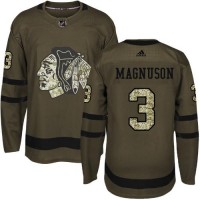 Adidas Chicago Blackhawks #3 Keith Magnuson Green Salute to Service Stitched NHL Jersey