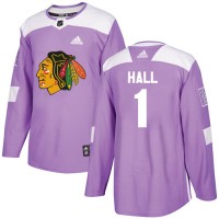 Adidas Chicago Blackhawks #1 Glenn Hall Purple Authentic Fights Cancer Stitched NHL Jersey