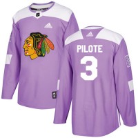 Adidas Chicago Blackhawks #3 Pierre Pilote Purple Authentic Fights Cancer Stitched NHL Jersey