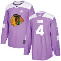 Adidas Chicago Blackhawks #4 Bobby Orr Purple Authentic Fights Cancer Stitched NHL Jersey
