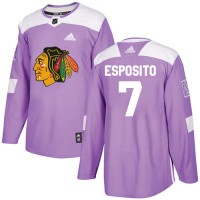 Adidas Chicago Blackhawks #7 Tony Esposito Purple Authentic Fights Cancer Stitched NHL Jersey