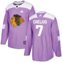 Adidas Chicago Blackhawks #7 Chris Chelios Purple Authentic Fights Cancer Stitched NHL Jersey