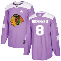Adidas Chicago Blackhawks #8 Bill Mosienko Purple Authentic Fights Cancer Stitched NHL Jersey