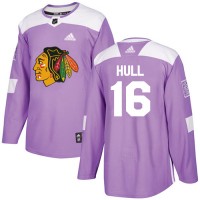 Adidas Chicago Blackhawks #16 Bobby Hull Purple Authentic Fights Cancer Stitched NHL Jersey