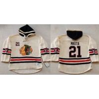 Chicago Blackhawks #21 Stan Mikita Cream Heavyweight Pullover Hoodie Stitched NHL Jersey