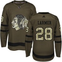 Adidas Chicago Blackhawks #28 Steve Larmer Green Salute to Service Stitched NHL Jersey