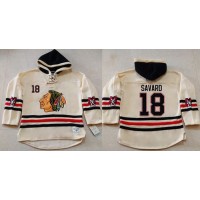Chicago Blackhawks #18 Denis Savard Cream Heavyweight Pullover Hoodie Stitched NHL Jersey