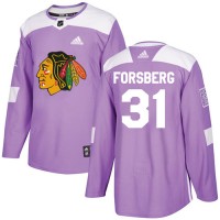 Adidas Chicago Blackhawks #31 Anton Forsberg Purple Authentic Fights Cancer Stitched NHL Jersey