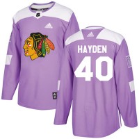 Adidas Chicago Blackhawks #40 John Hayden Purple Authentic Fights Cancer Stitched NHL Jersey