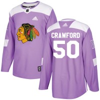 Adidas Chicago Blackhawks #50 Corey Crawford Purple Authentic Fights Cancer Stitched NHL Jersey
