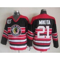 Chicago Blackhawks #21 Stan Mikita Red/Black 75TH CCM Stitched NHL Jersey