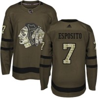 Adidas Chicago Blackhawks #7 Tony Esposito Green Salute to Service Stitched NHL Jersey