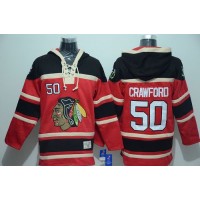 Chicago Blackhawks #50 Corey Crawford Red Sawyer Hooded Sweatshirt Stitched NHL Jersey